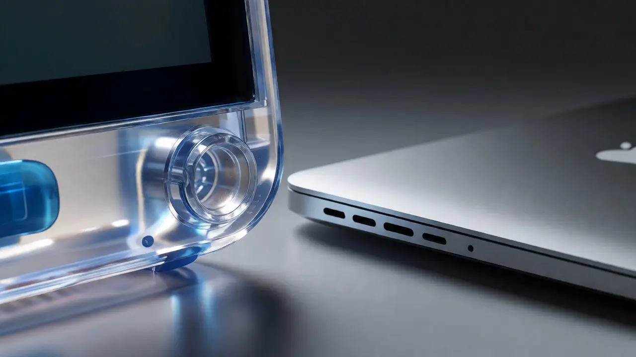 Comparison of translucent iMac G3 and aluminum MacBook Air textures